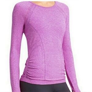 Athleta Seamless Fastest Track Long Sleeve Ruched Top in Purple Size Small